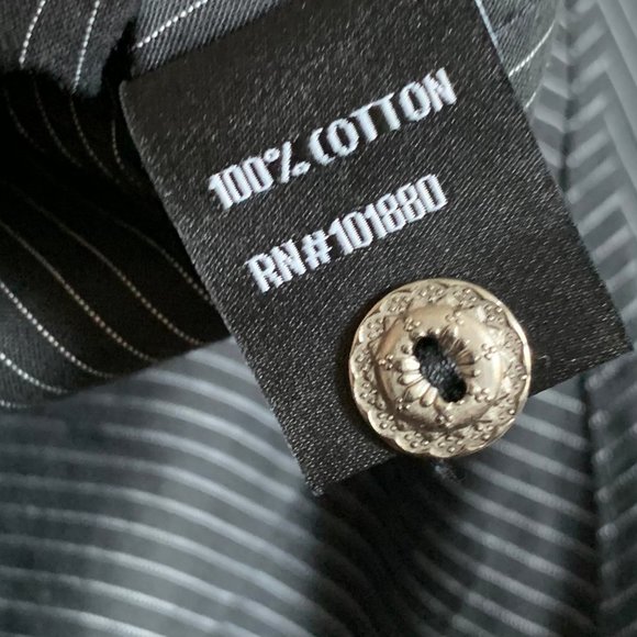 7 Diamonds White Stripes Black Cotton Button Up XL - Picture 6 of 8